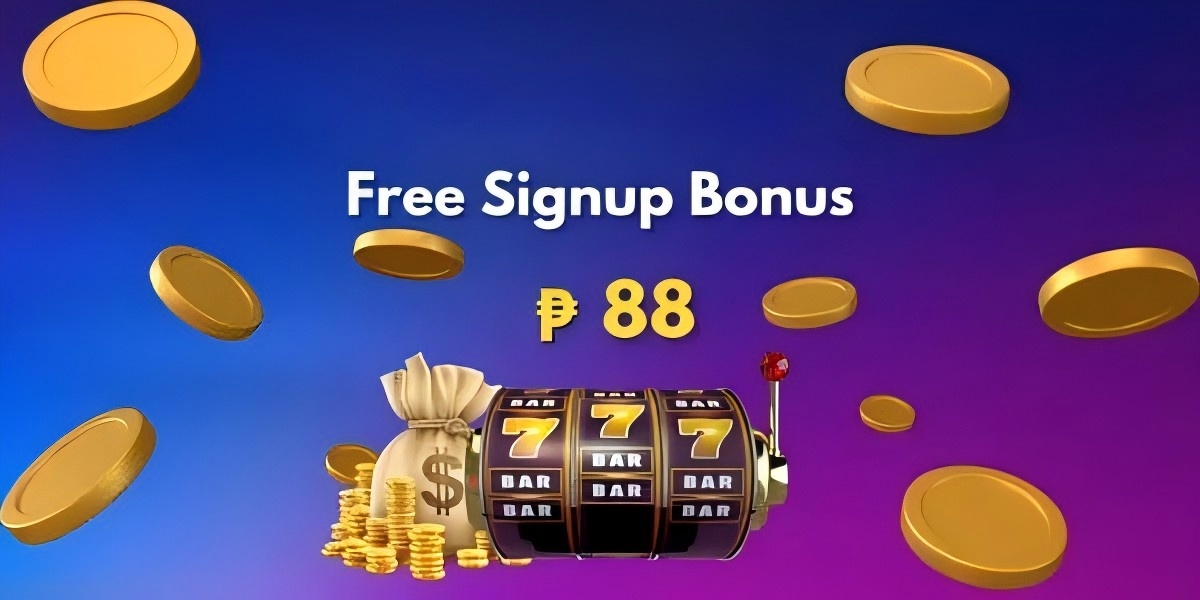 Promotional banner with welcome package coins and wheel artwork